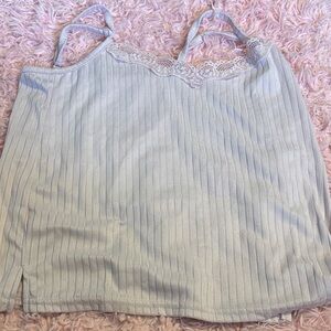 Thalia Sodi Lace Trim Ribbed Camisole - Light Gray